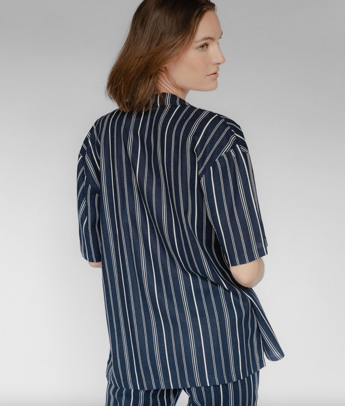 Tessa Navy Striped Cotton Shirt