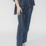 Tessa Navy Striped Cotton Pants