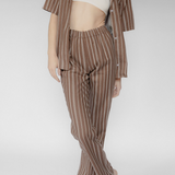 Tessa Brown Striped Cotton Pants